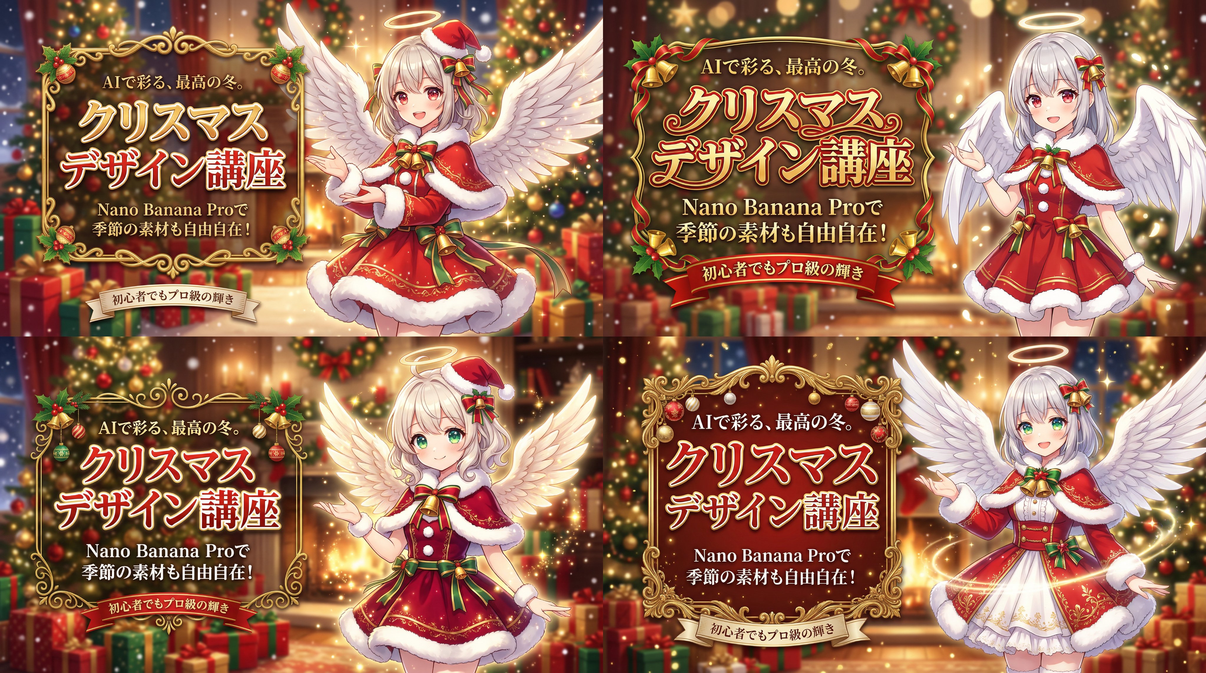 Nano Banana Pro 设计课程封面 - 圣诞天使版