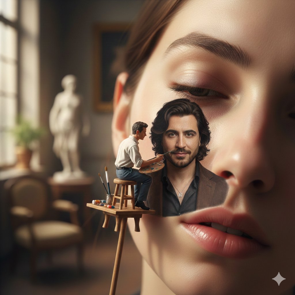 纳米香蕉专业版：想象成现实&mdash;&mdash;微型艺术家在巨型美女脸上作画