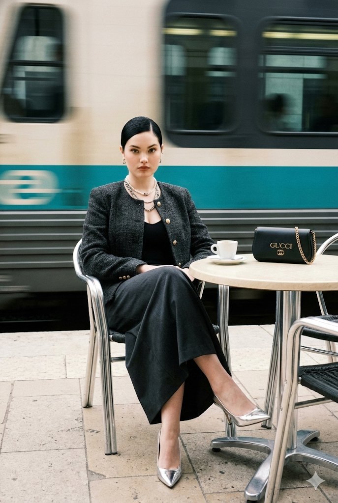 户外咖啡馆时尚街头肖像