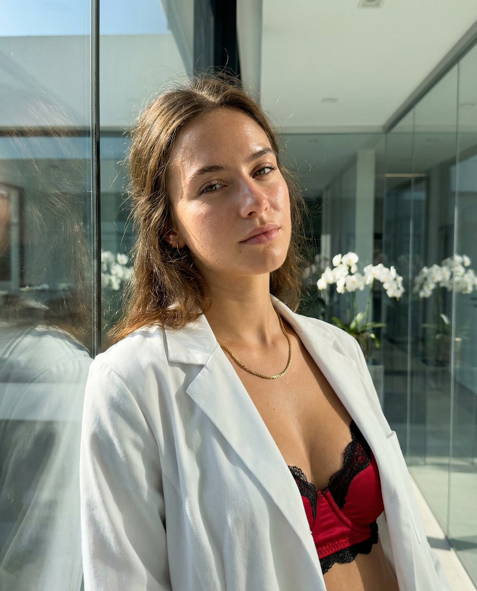 现代诊所内年轻女医生的肖像