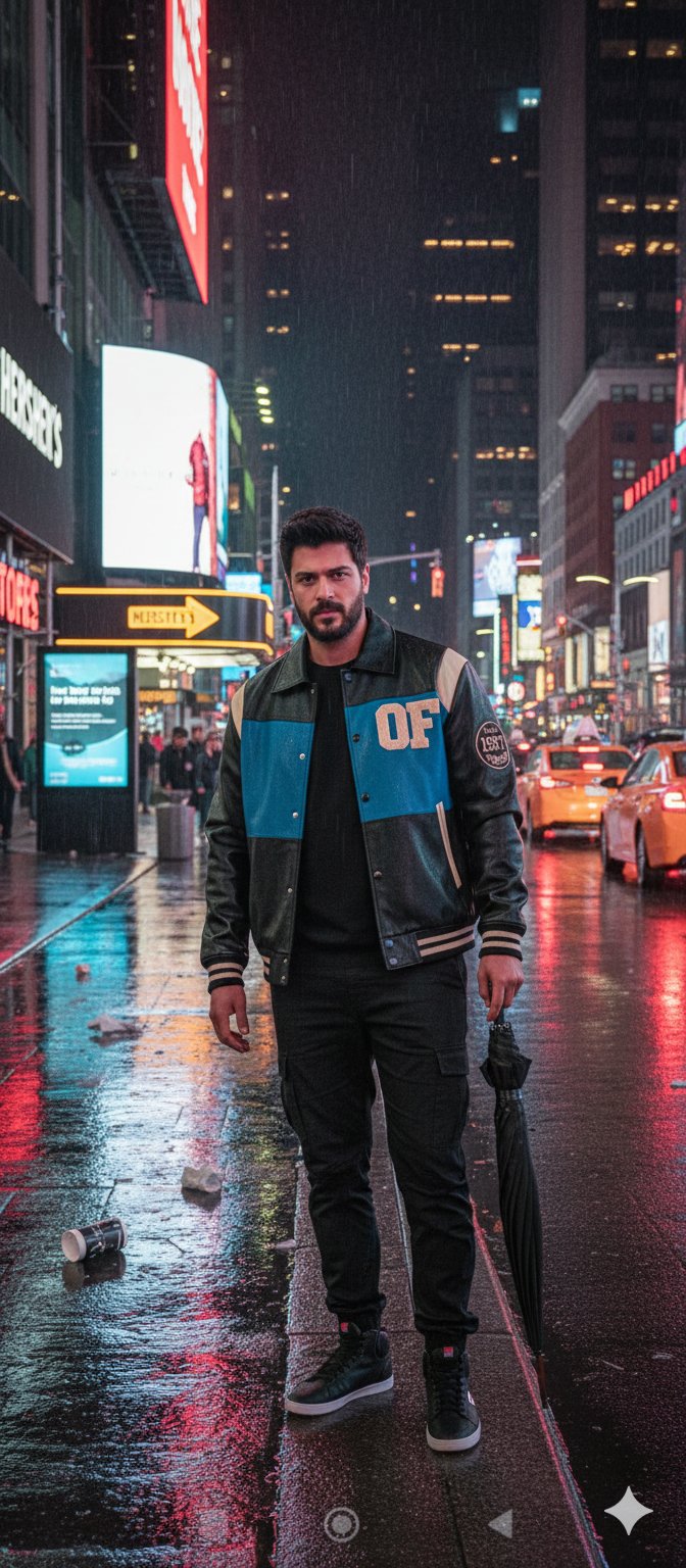 纽约时代广场雨夜