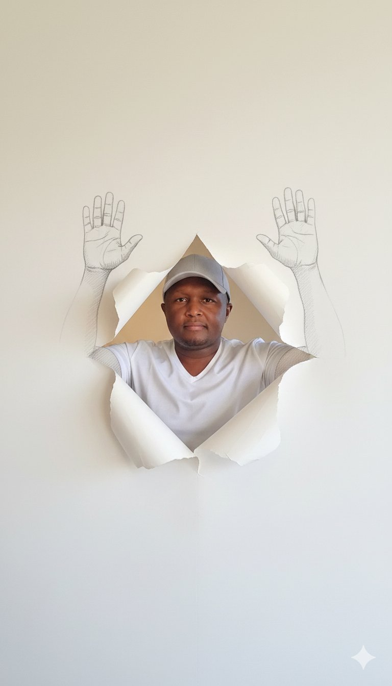 通过钻石形裂缝显现的写实人物画像