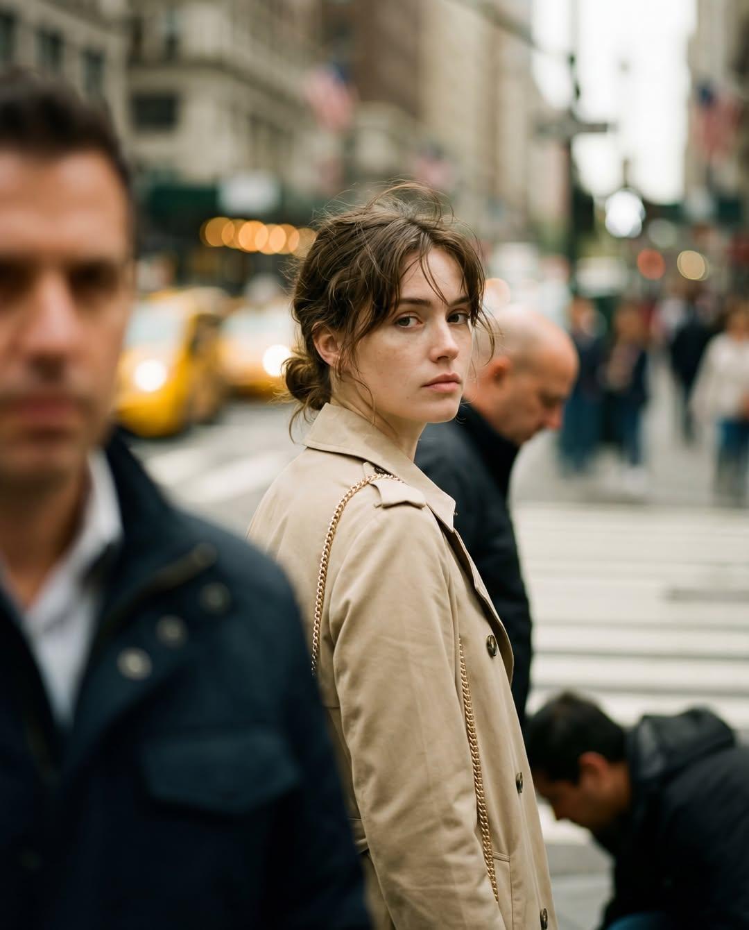 街头纪实摄影：城市十字路口的年轻女性