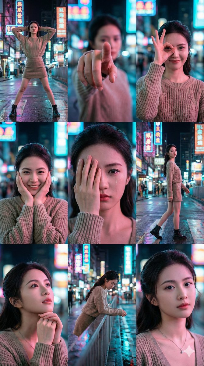 街头电影感女性照片拼贴