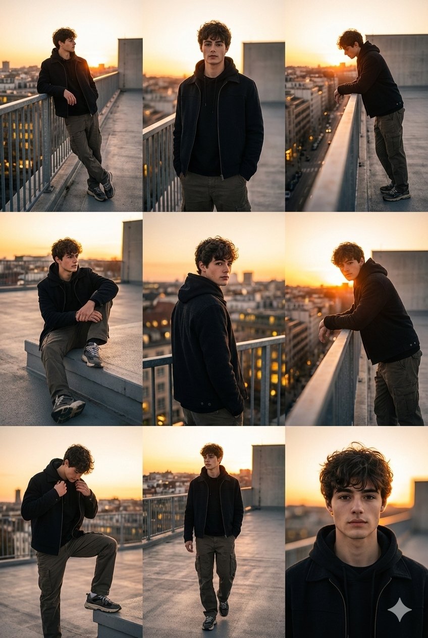 日落屋顶街头时尚摄影