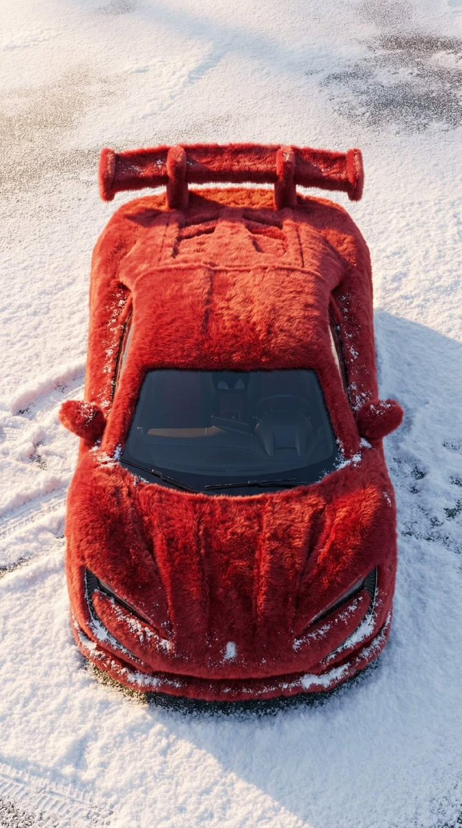 雪地上的绒毛高性能产品俯视图