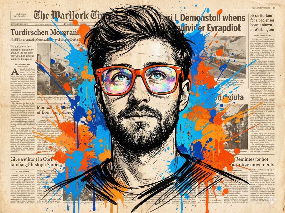 Gemini Nano Banana Pro - 男子仰望的生动肖像