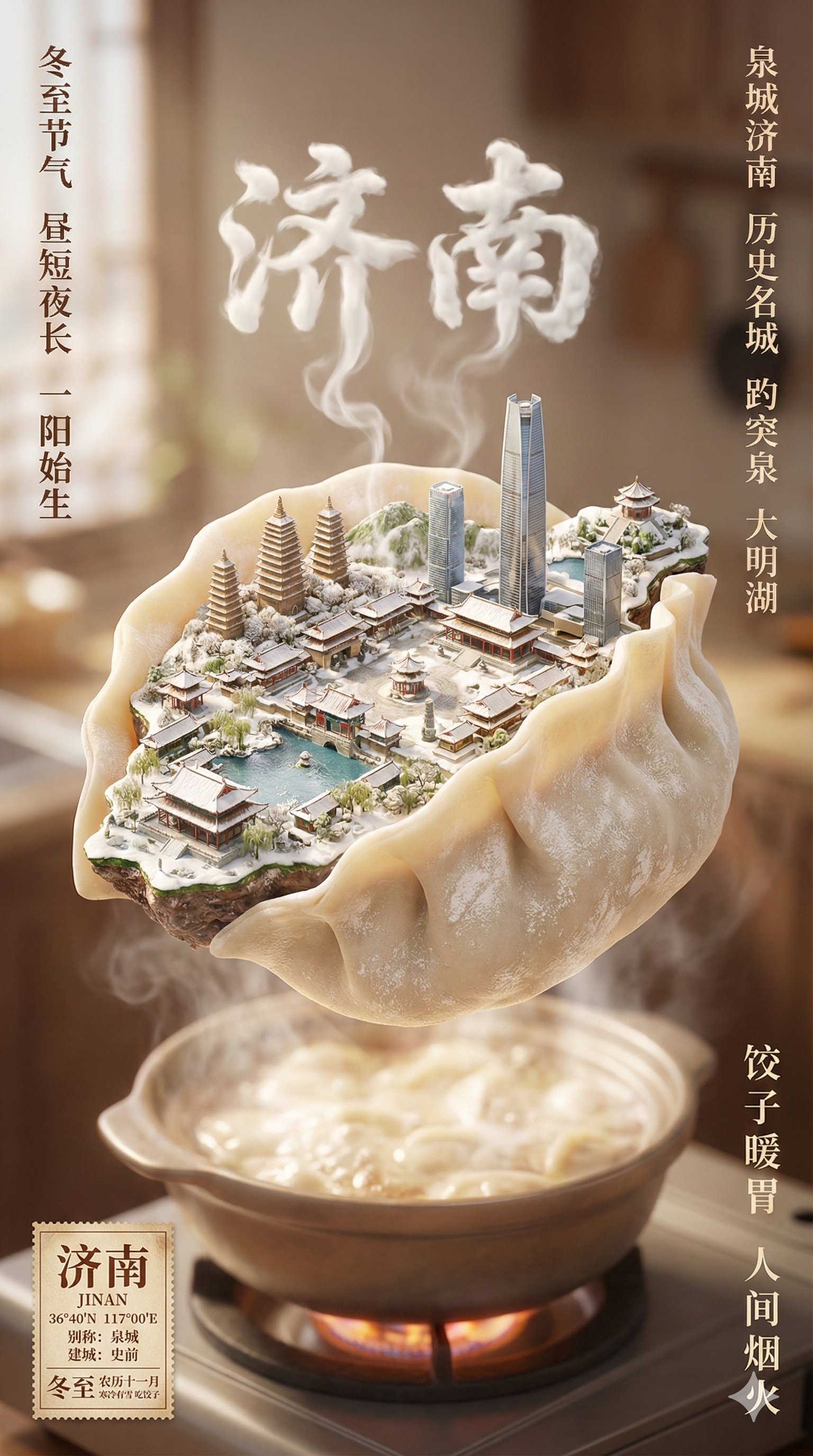 冬至献礼！城市美食数字艺术海报