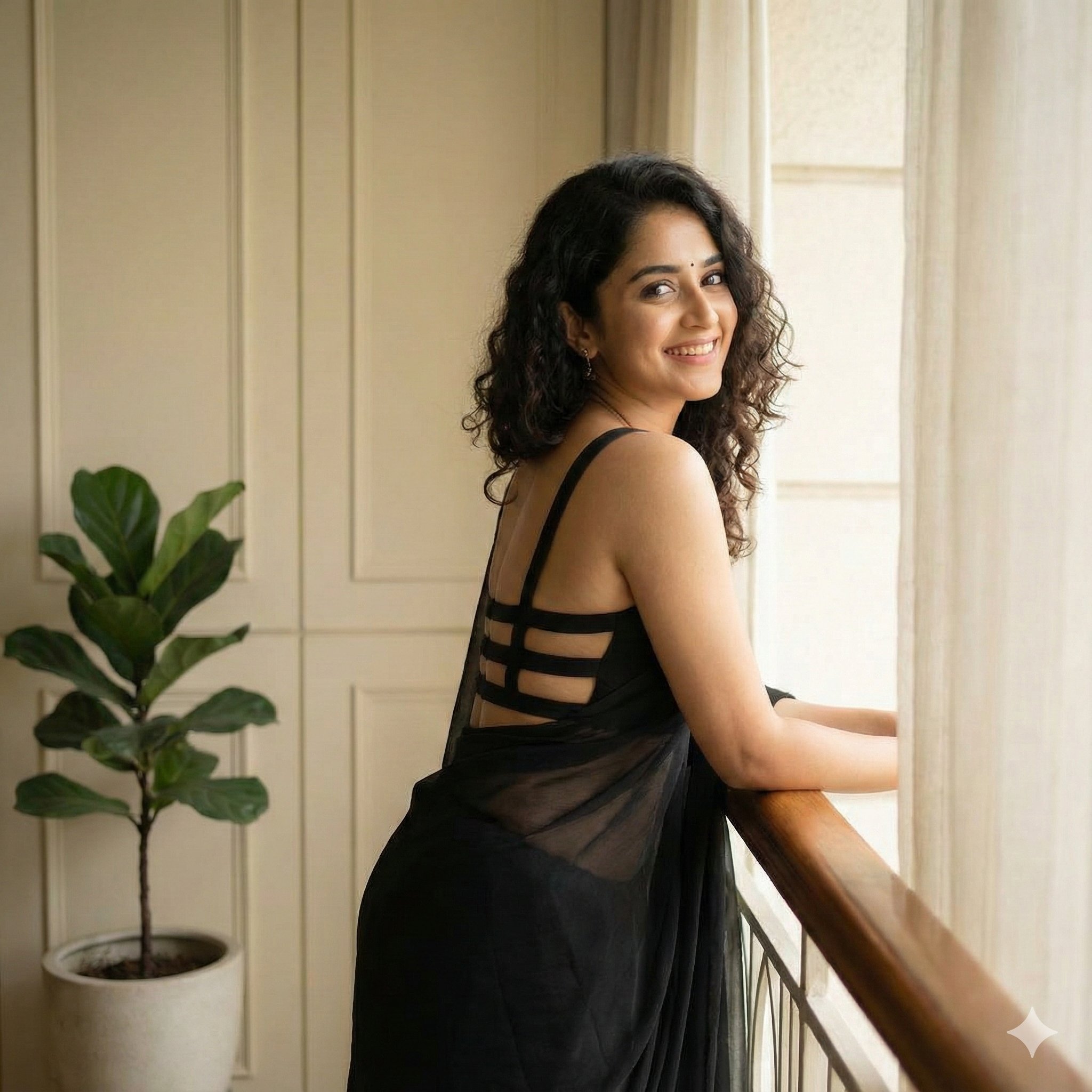 青春女子与木栅栏