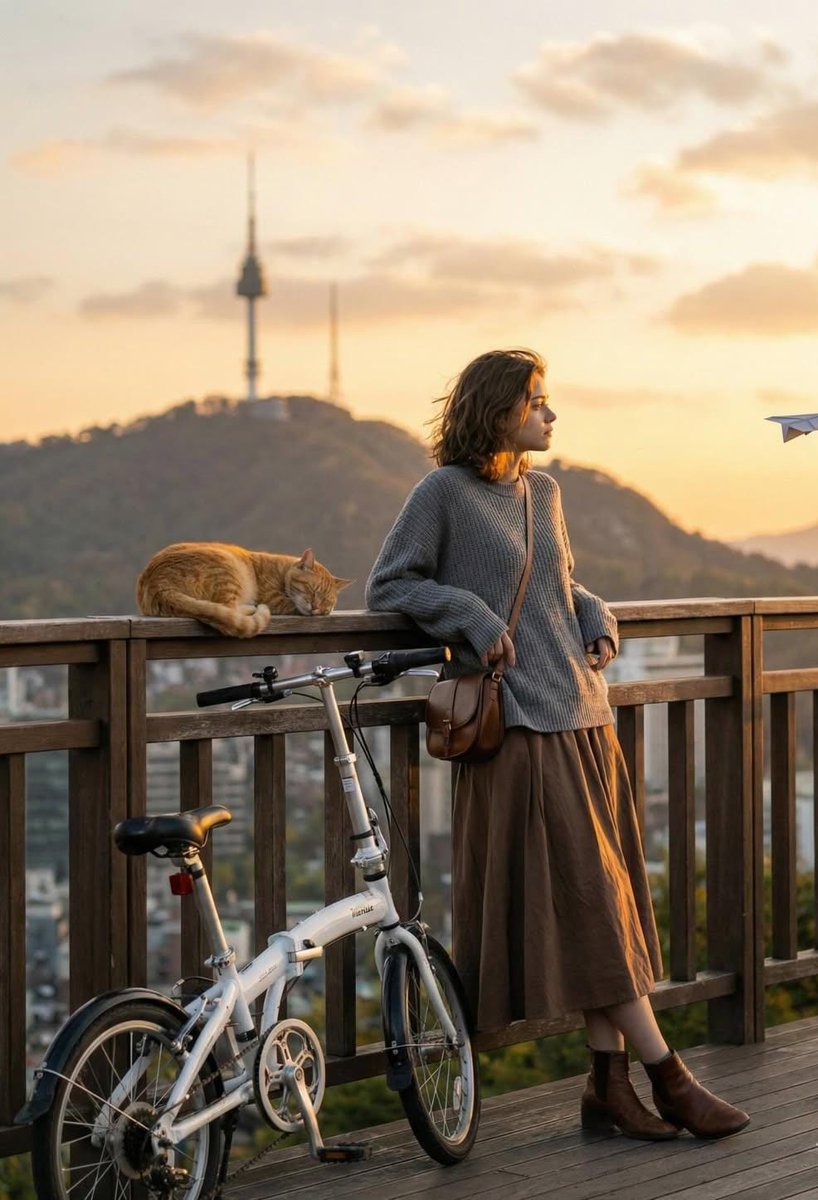 城市观景台上的年轻女子