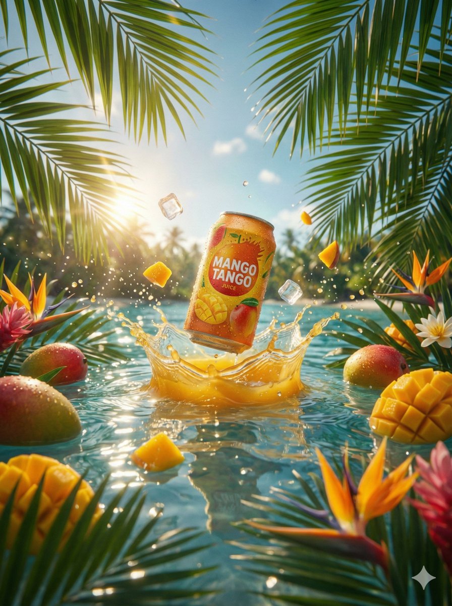 MANGO TANGO JUICE饮料罐动态喷溅