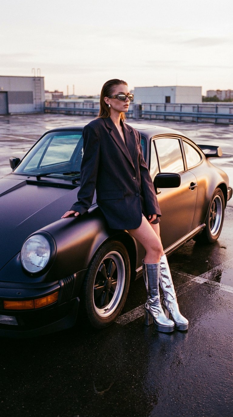 前卫街头服饰与复古汽车