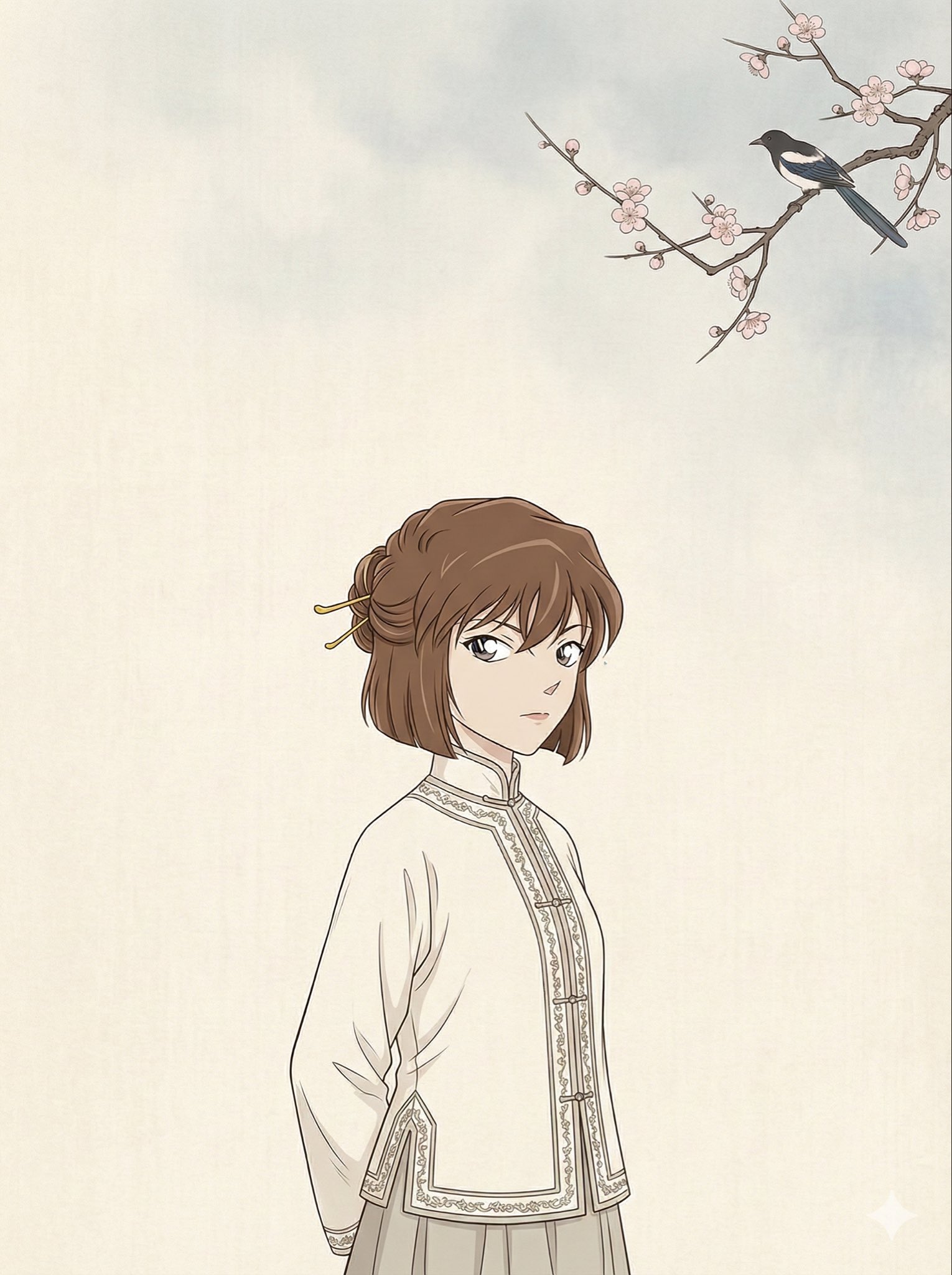 工笔线描与现代矢量平涂结合作品