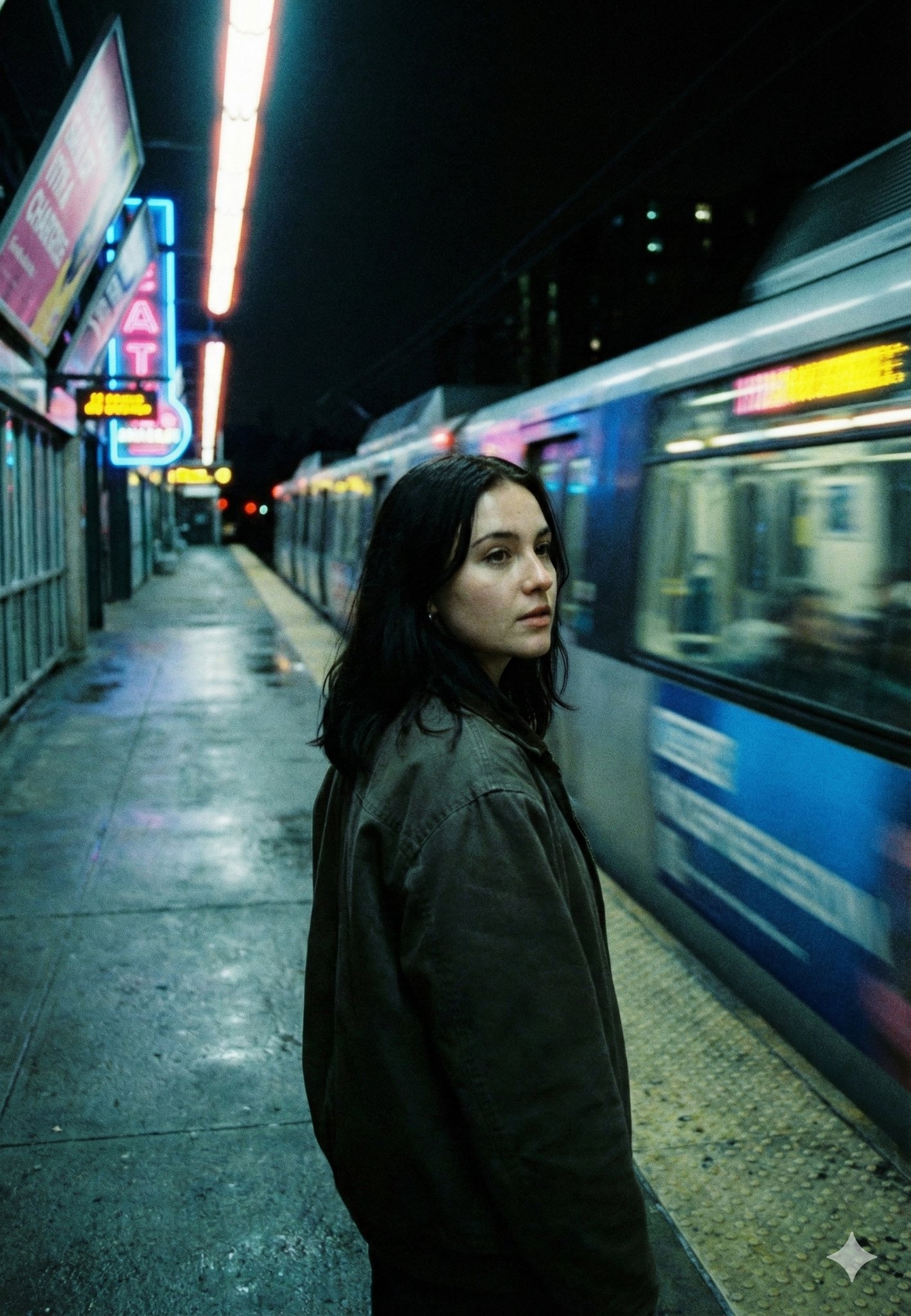 她等待城市移动