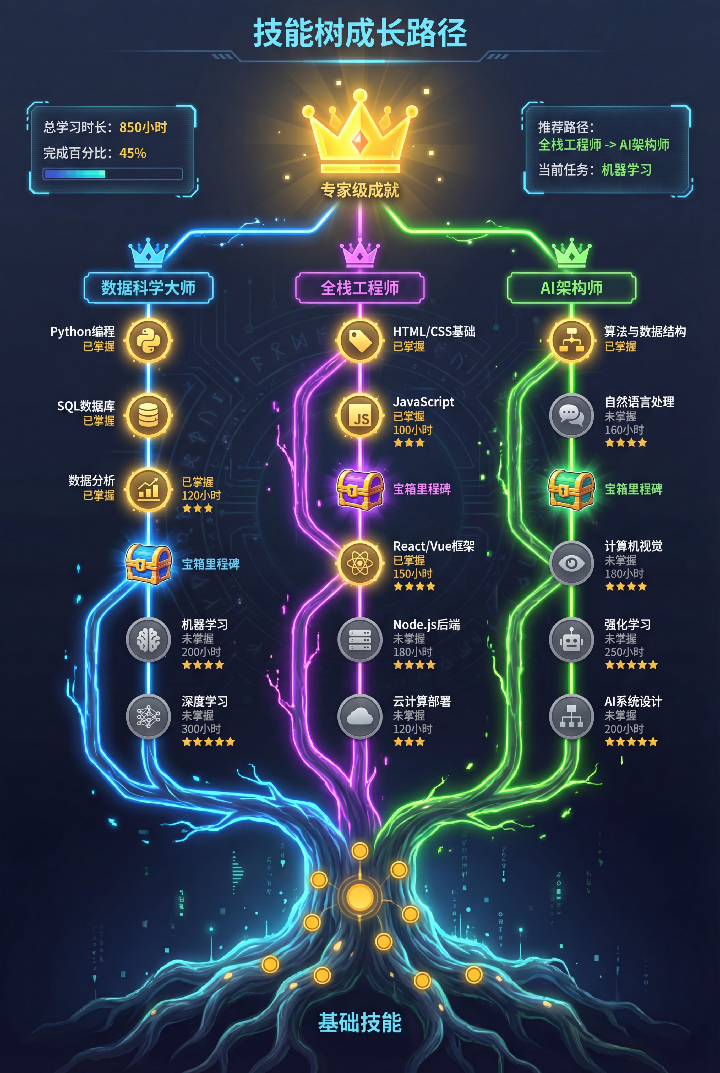 技能树成长路径信息图