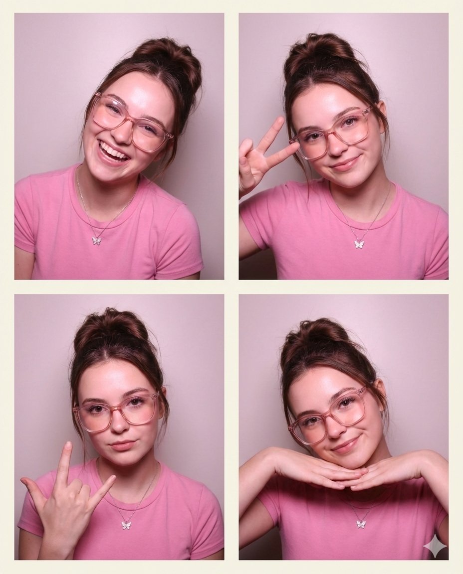 美丽年轻女性四格肖像