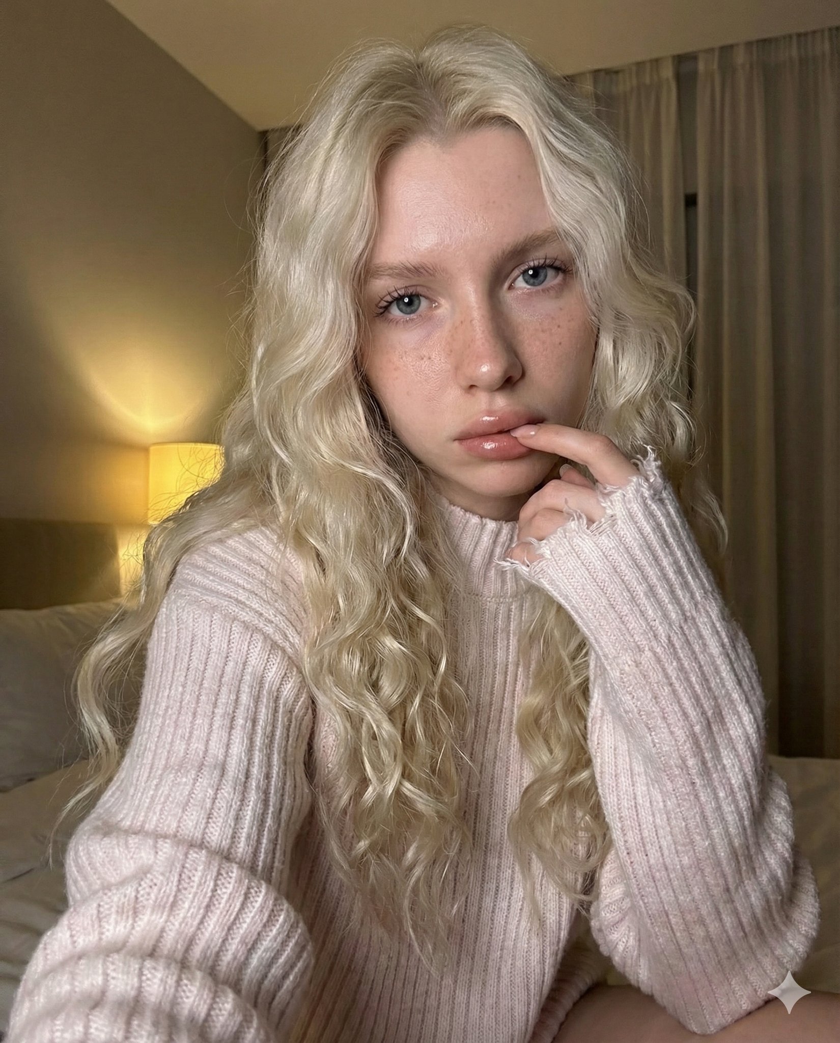 私密低光卧室自拍人像