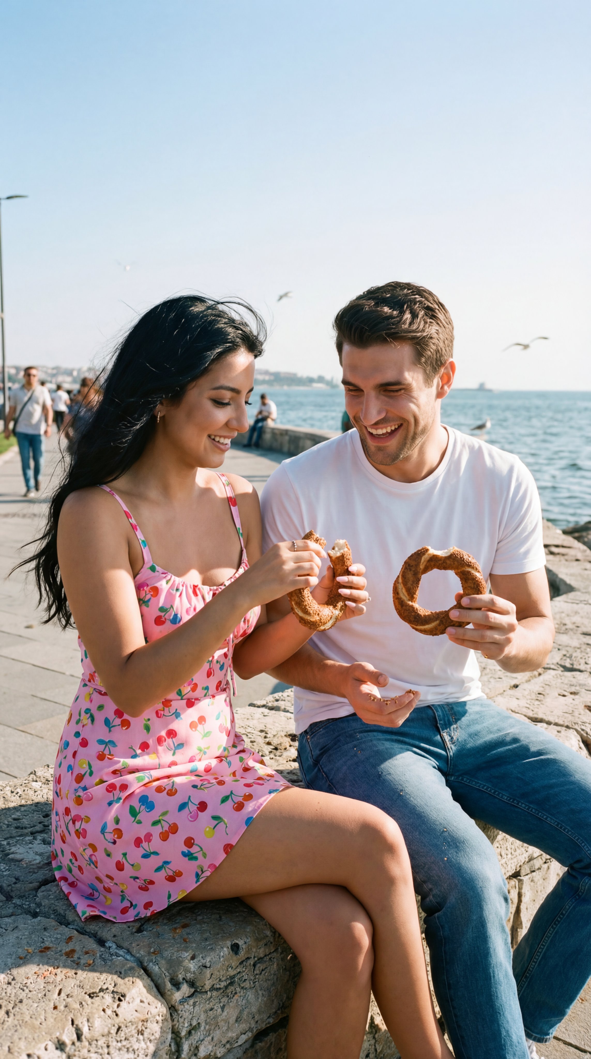 伊斯坦布尔Moda海岸的日常爱情场景