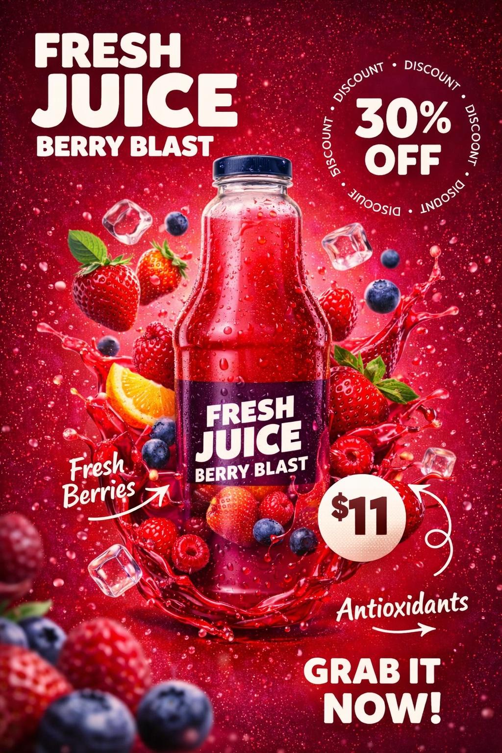 Gemini Nano Banana Pro 生鲜果汁海报