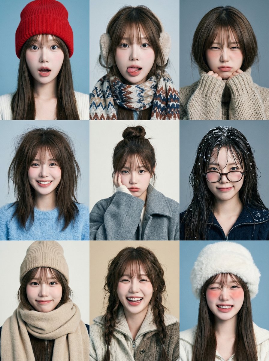 冬日搞怪九宫格人像