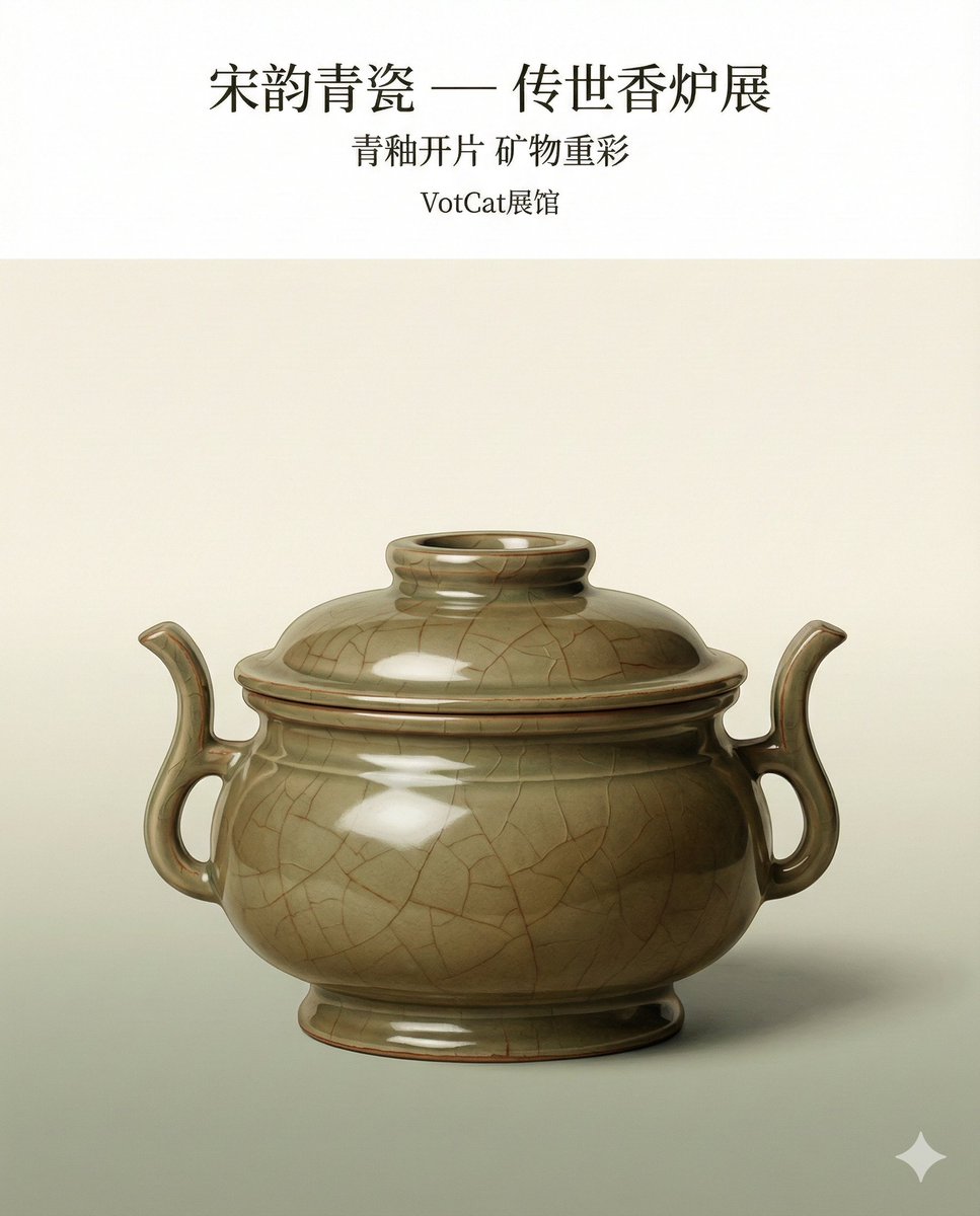 工笔重彩与现代商业摄影布光结合的青瓷香炉