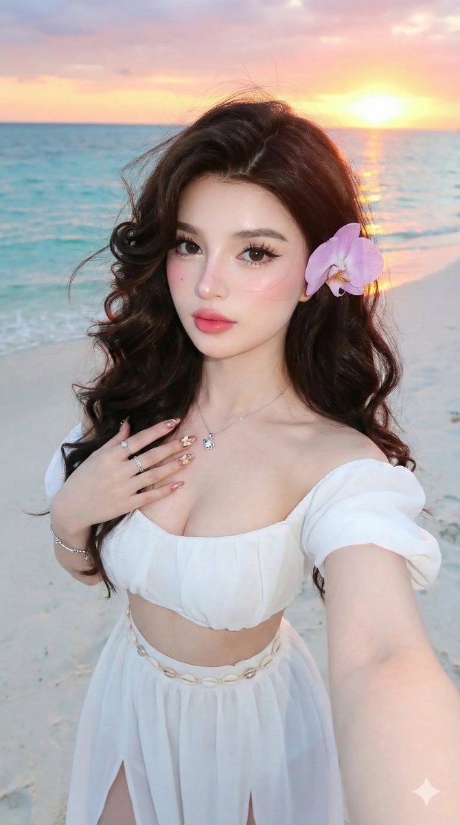 Gemini Nano Banana 3.0 - 女子沙滩自拍