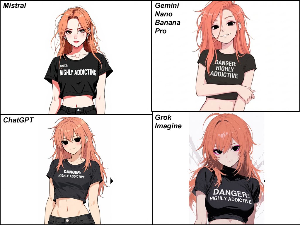 AI图像生成对决：动漫插画中的年轻女性形象