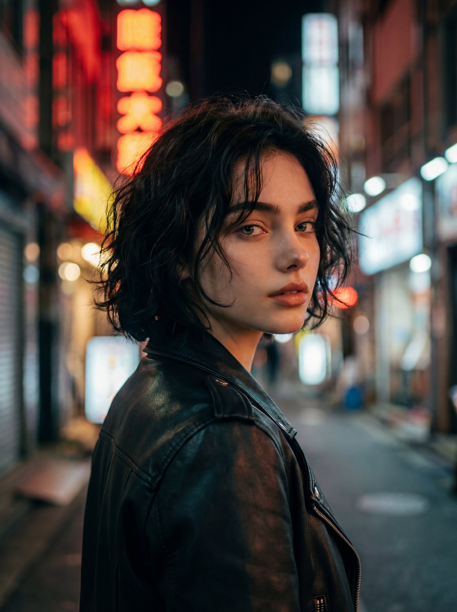 都市小巷夜景人像