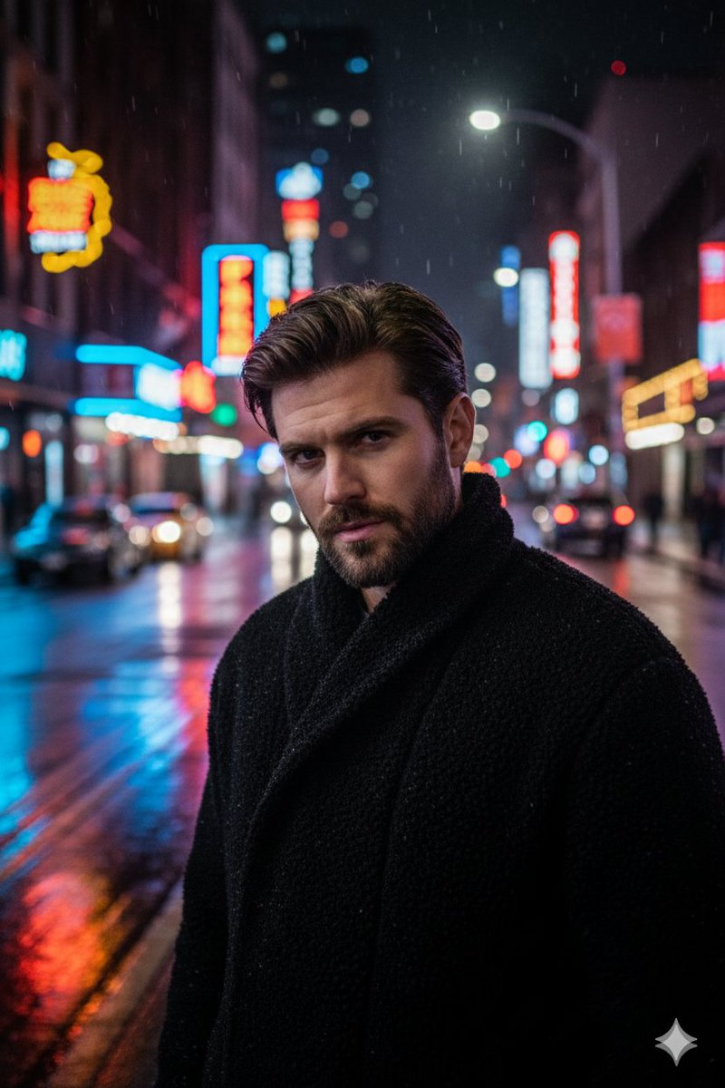 雨夜城市街头肖像