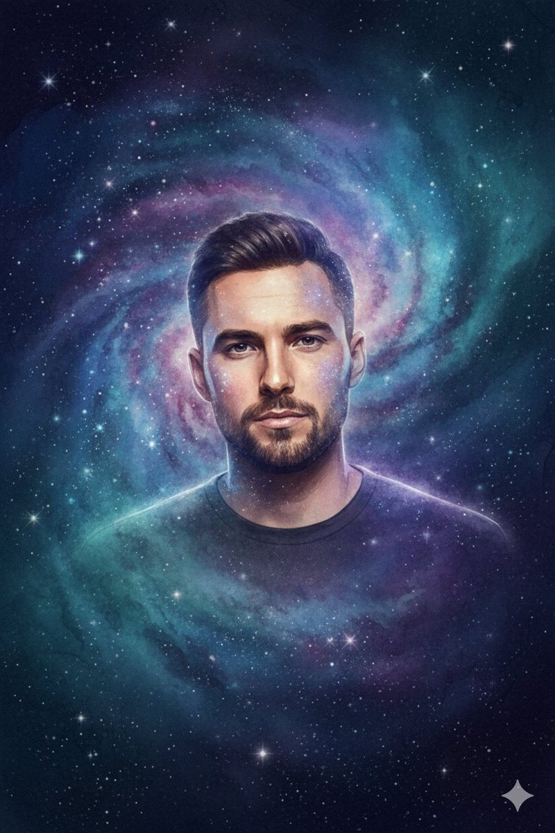 Gemini Nano Banana Pro - 宇宙银河水彩肖像