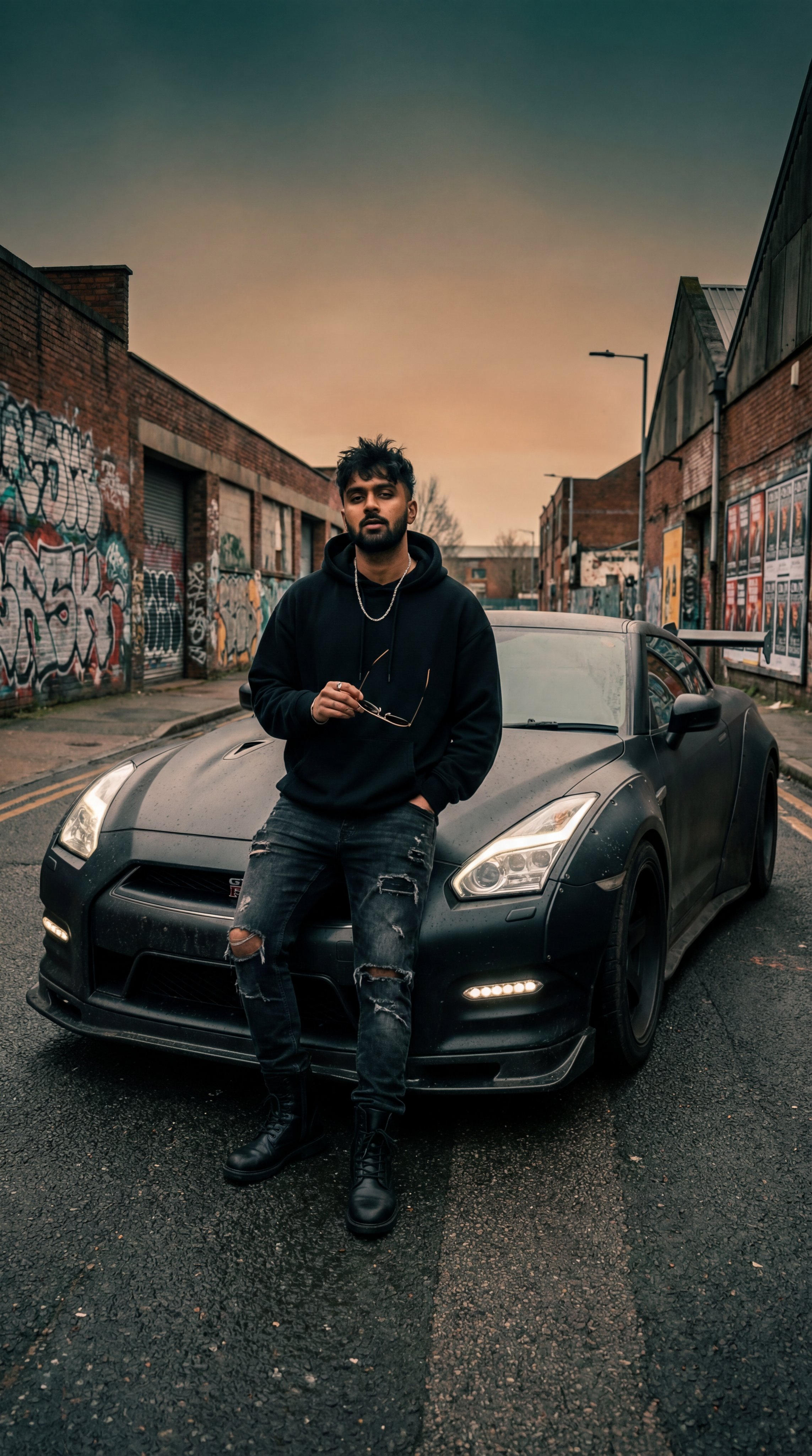 街头涂鸦男与改装跑车