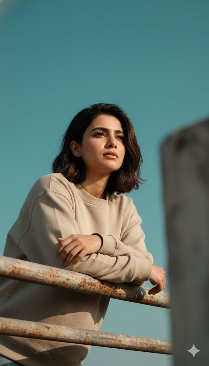 户外城市环境中的电影风格低角度肖像