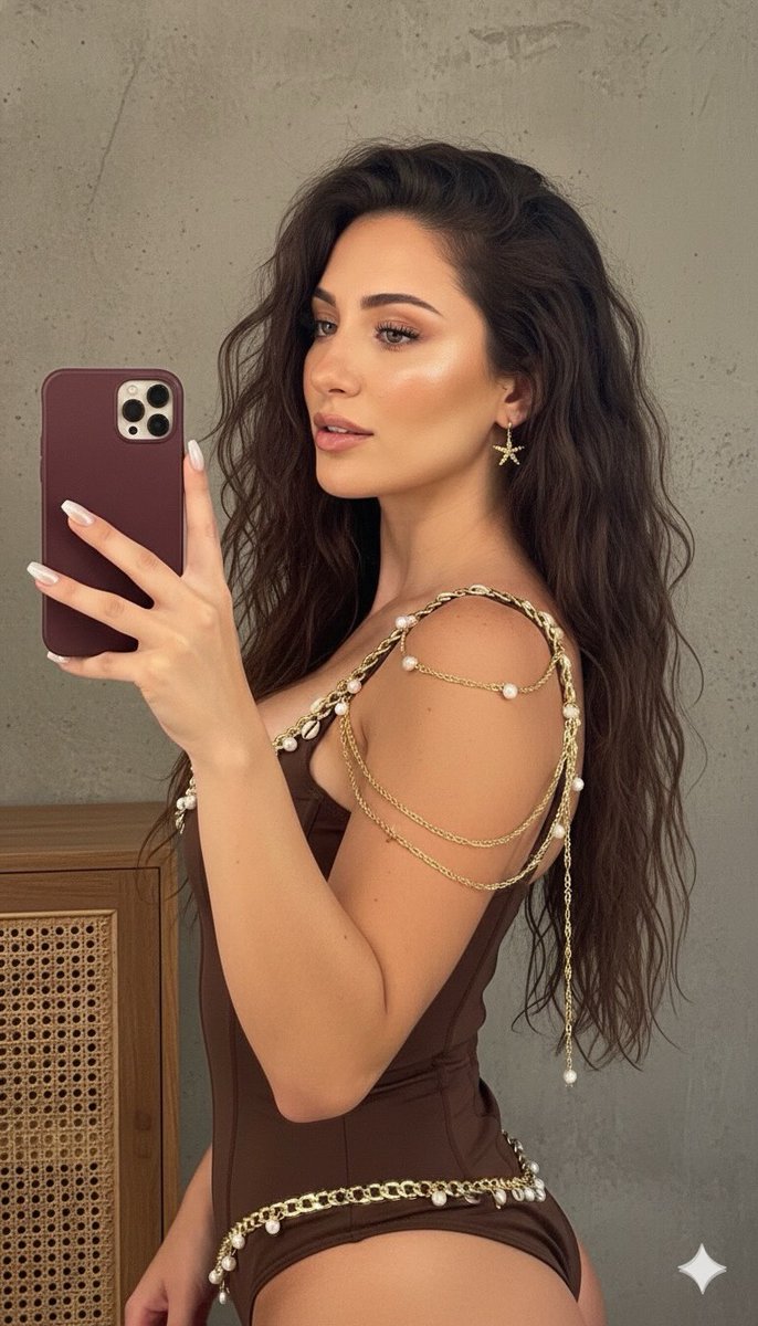 Glamorous Young Adult Woman in Mirror Selfie