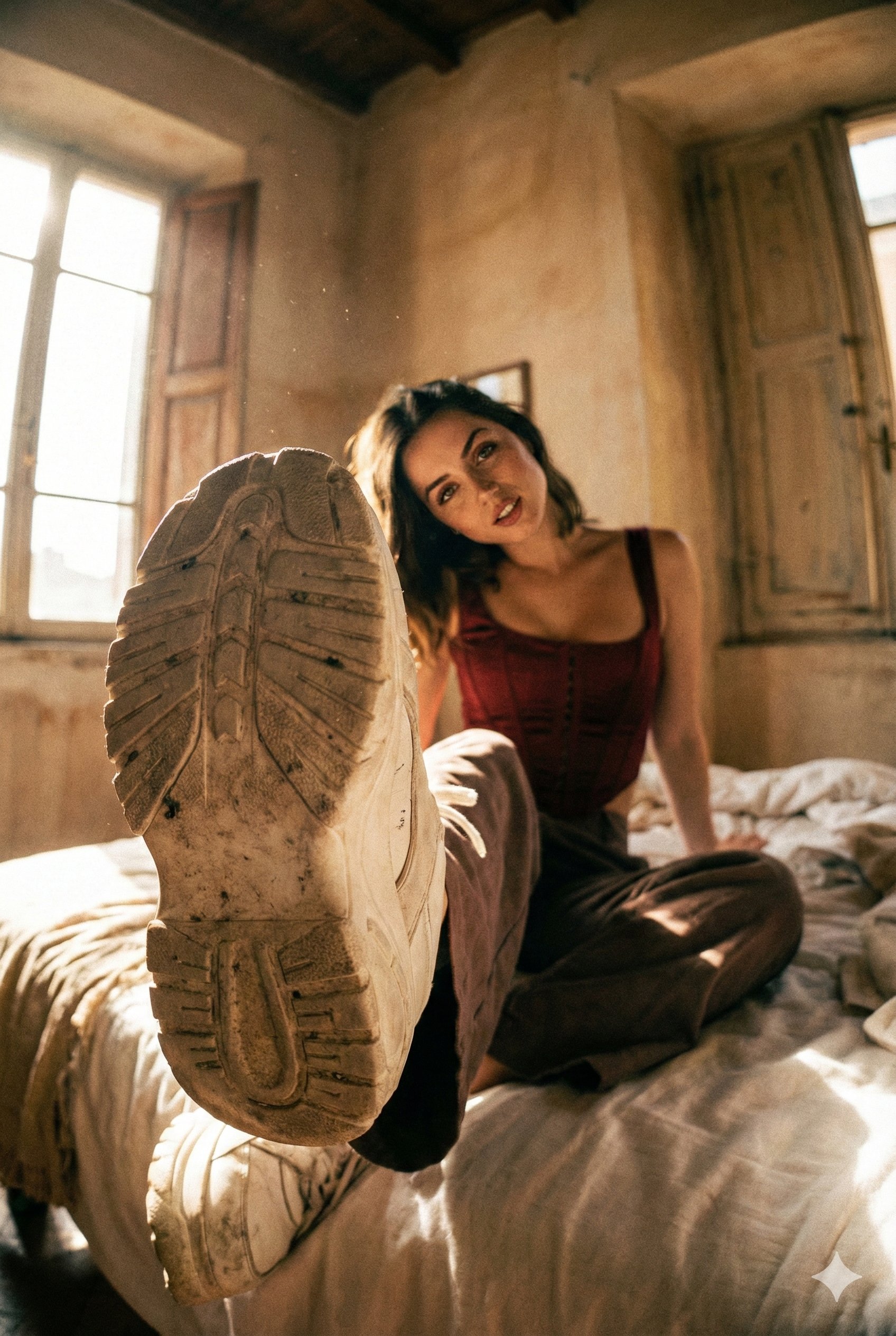 Ana de Armas 在阳光照射的罗马公寓