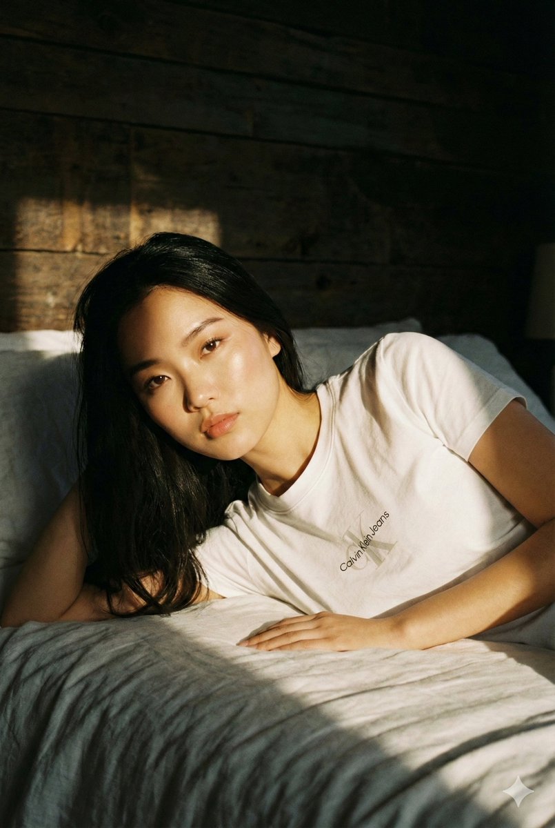 时尚摄影：亚洲女性卧床肖像
