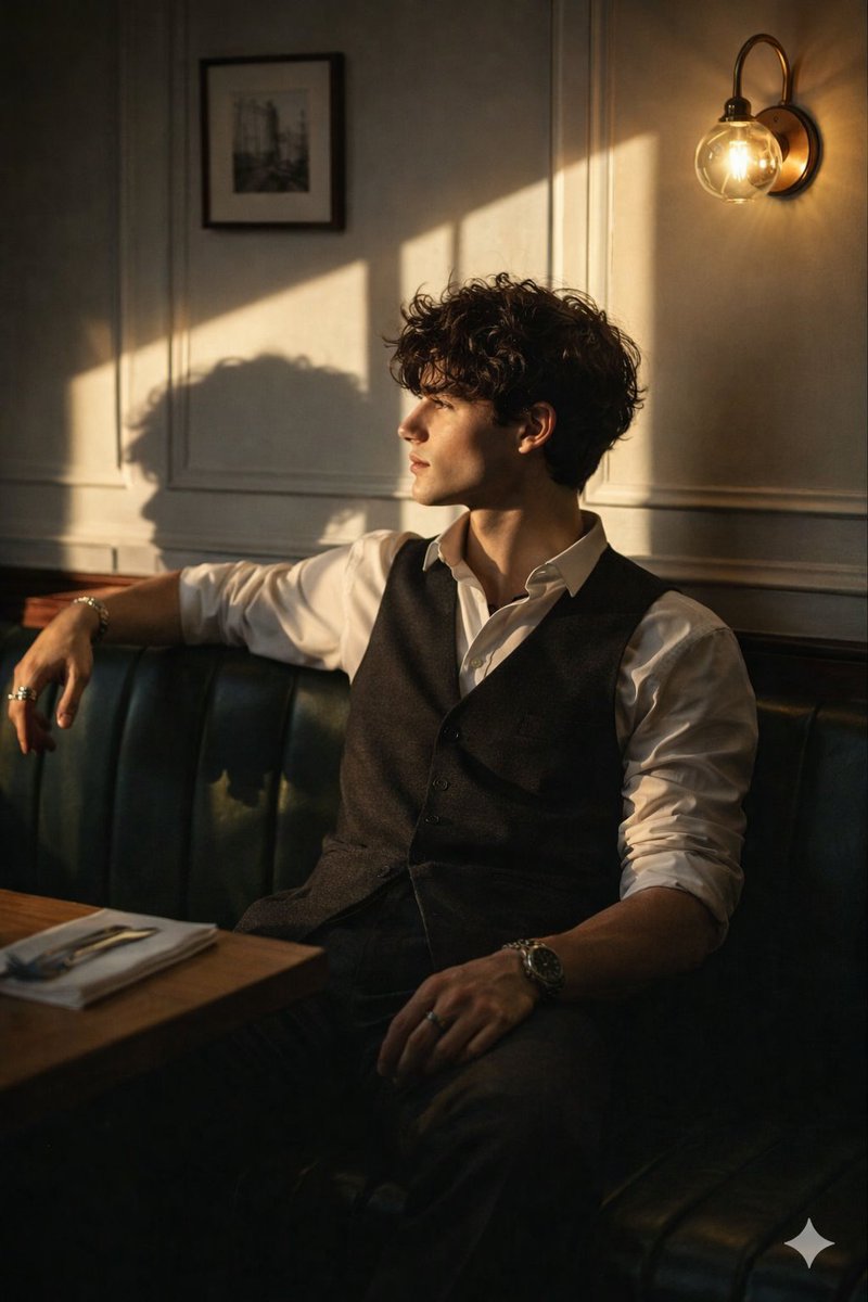 Google Gemini Nano Banana Pro - 年轻男士侧坐肖像