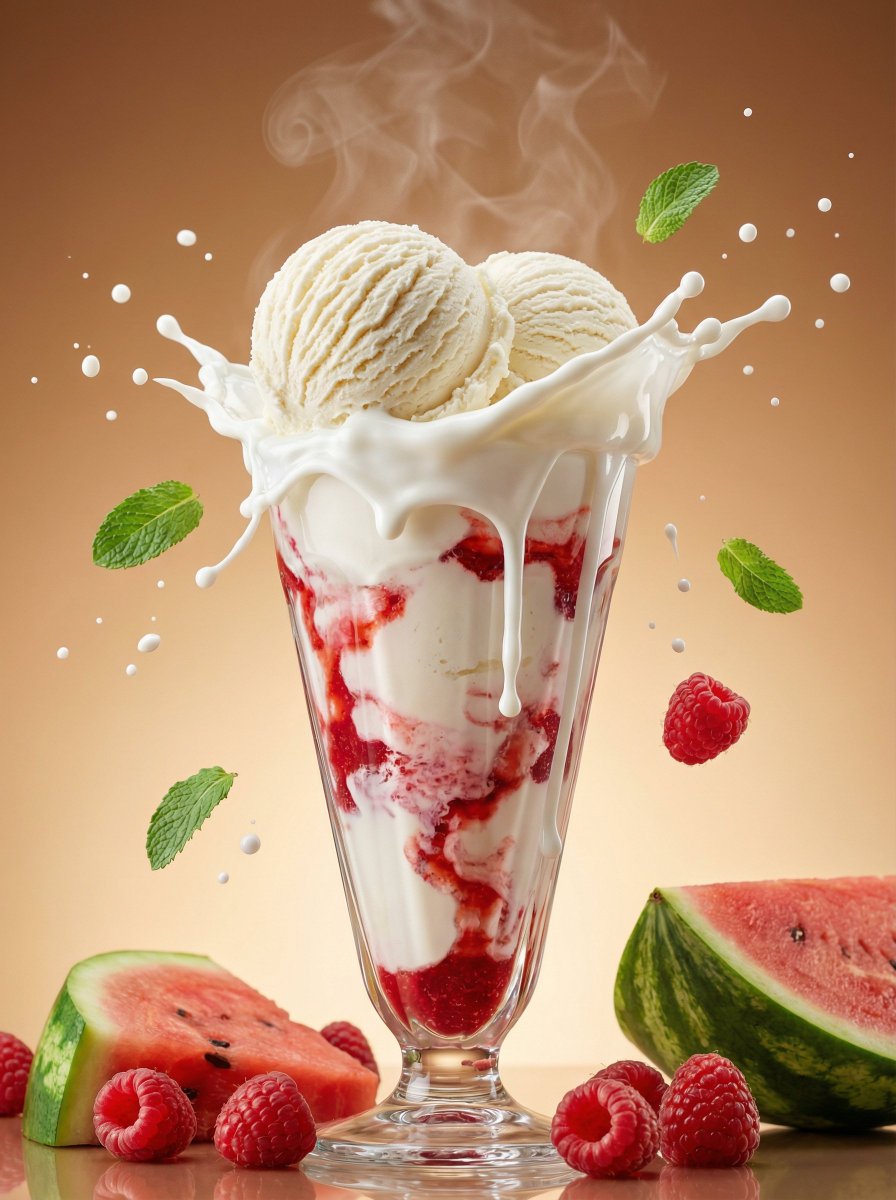 草莓冰淇淋甜品广告海报