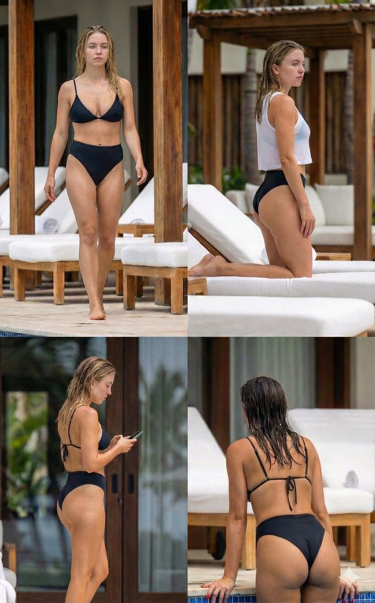 Sydney Sweeney与Ana de Armas泳池游泳