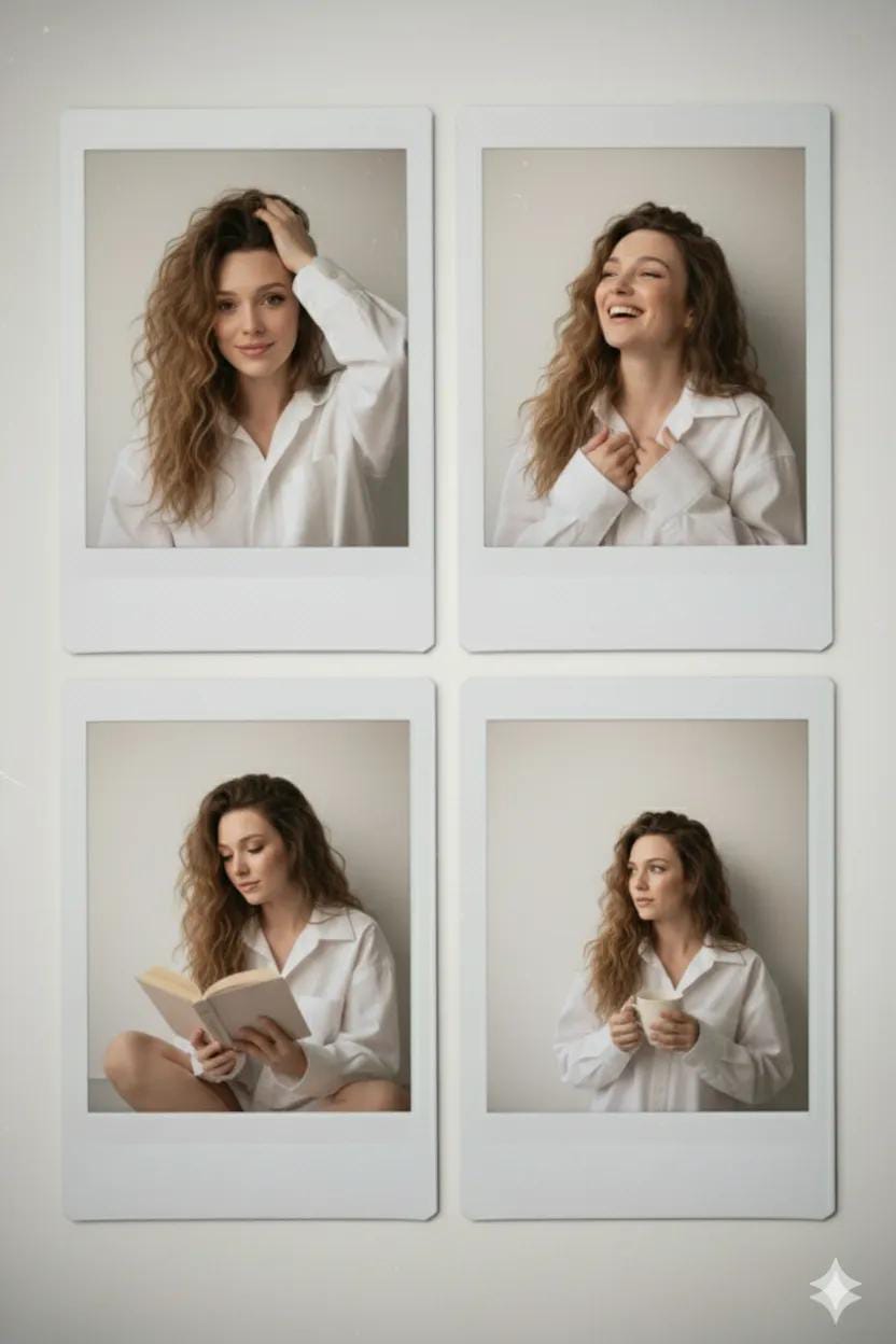 复古宝丽来风格肖像拼贴