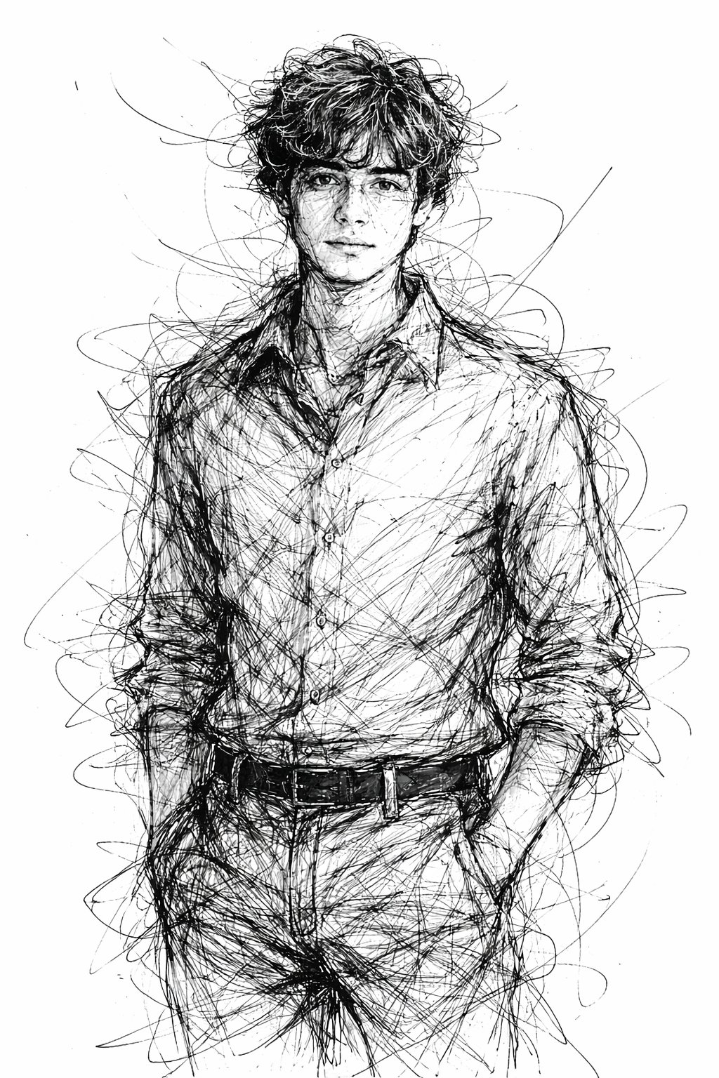 抽象混乱的涂鸦艺术面部照片