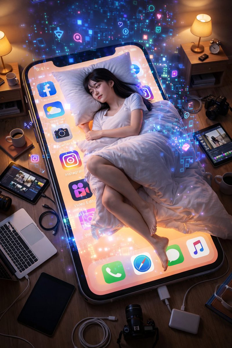 夜晚卧室中的AI编辑摄影写实数字合成