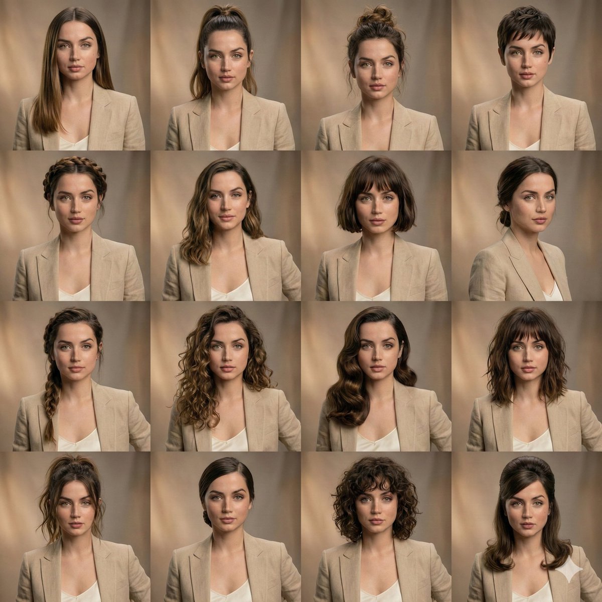 不同发型的美妆拼贴