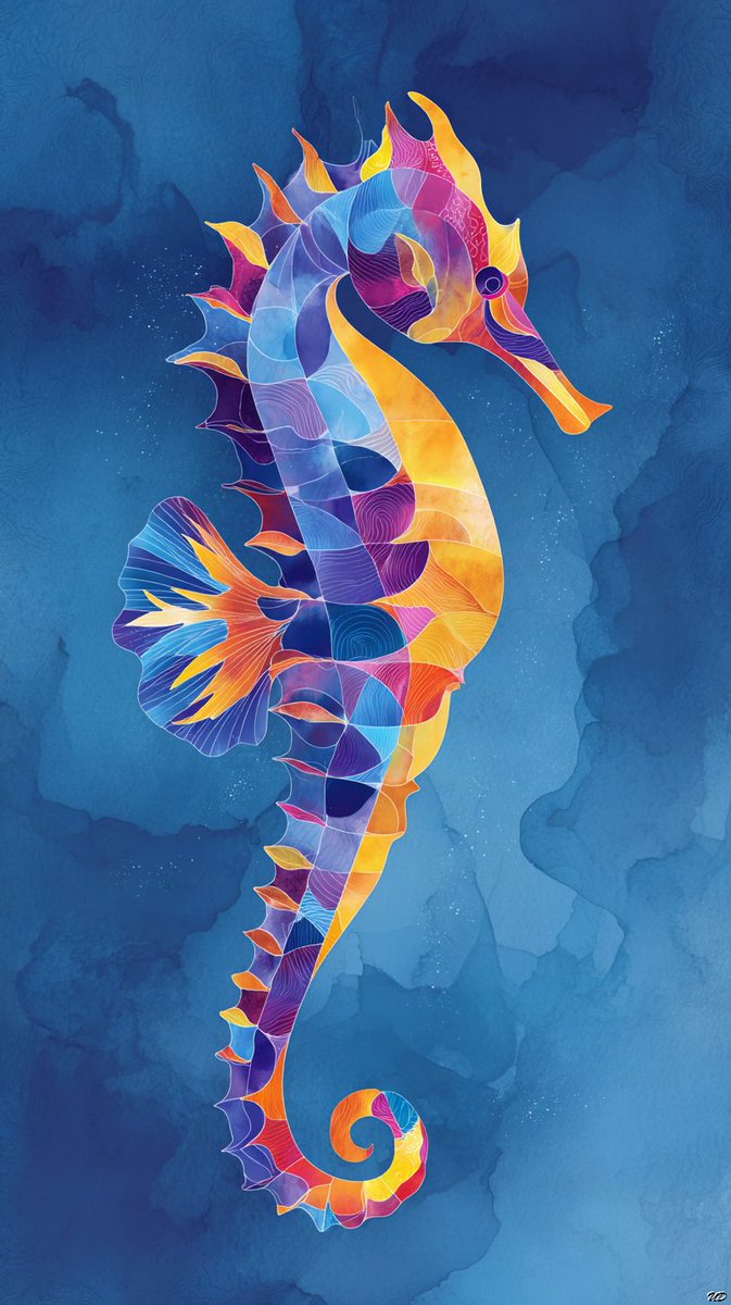 抽象风格下的彩色海马