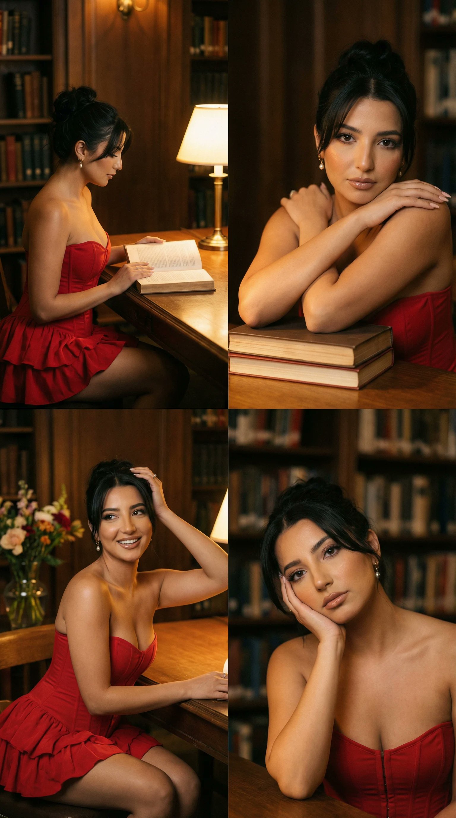 Cozy Vintage Library Photo Session