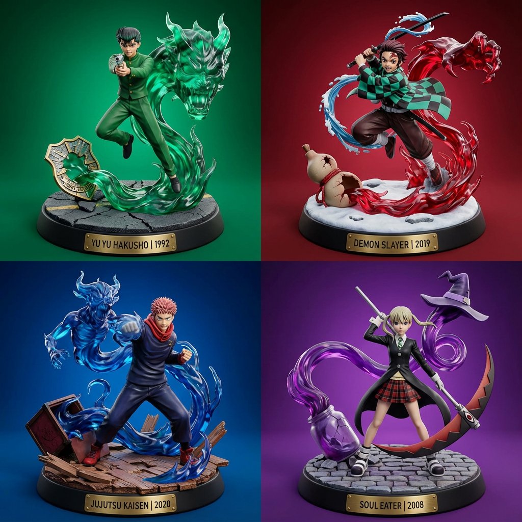 Manga角色变成收藏雕塑的趣味提示