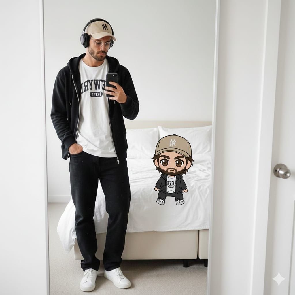 现代风格镜中自拍