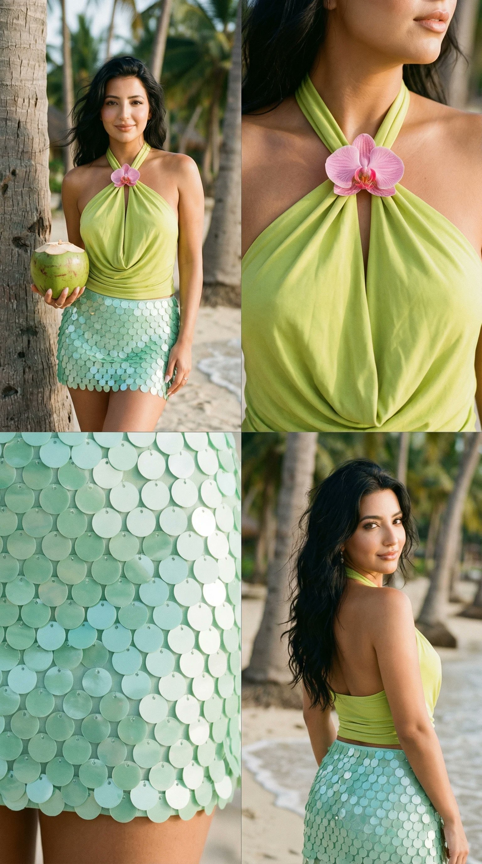 热带海滩时尚拼贴