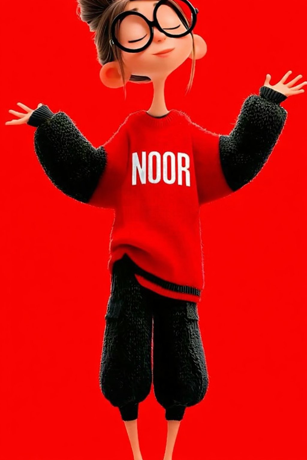 自信的3D卡通女孩