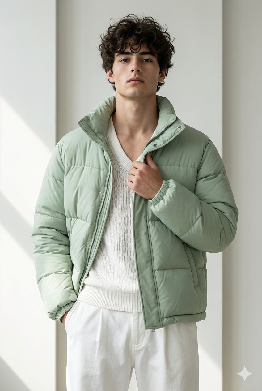 Google Gemini Nano Banana Pro - 时尚年轻男士室内造型