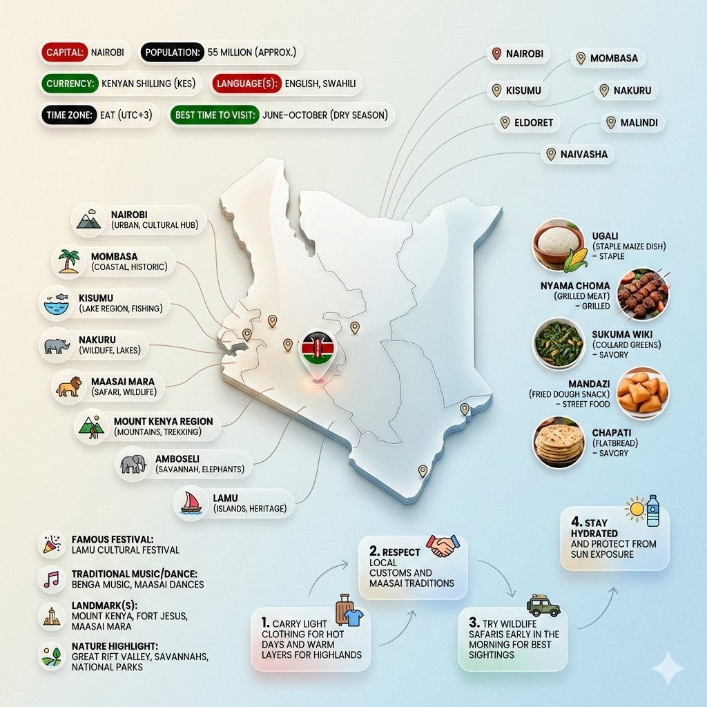 Kenya and Democratic Republic of Congo Country Infographic